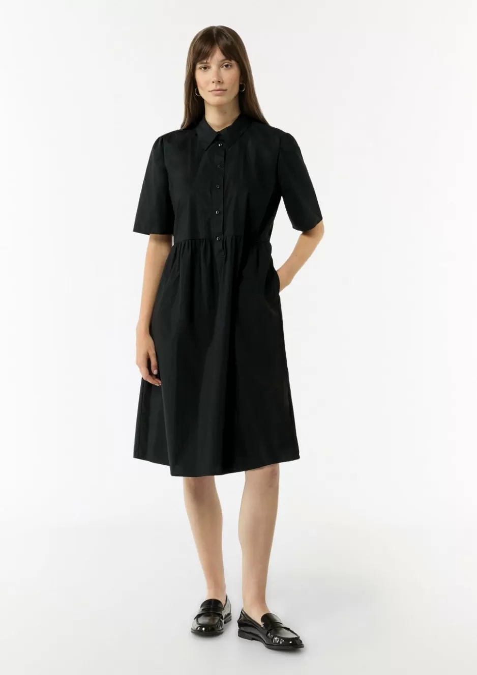 Comma Baumwoll-Kleid mit Hemdkragen und Knopfleiste< Nachhaltige Styles | Kleider