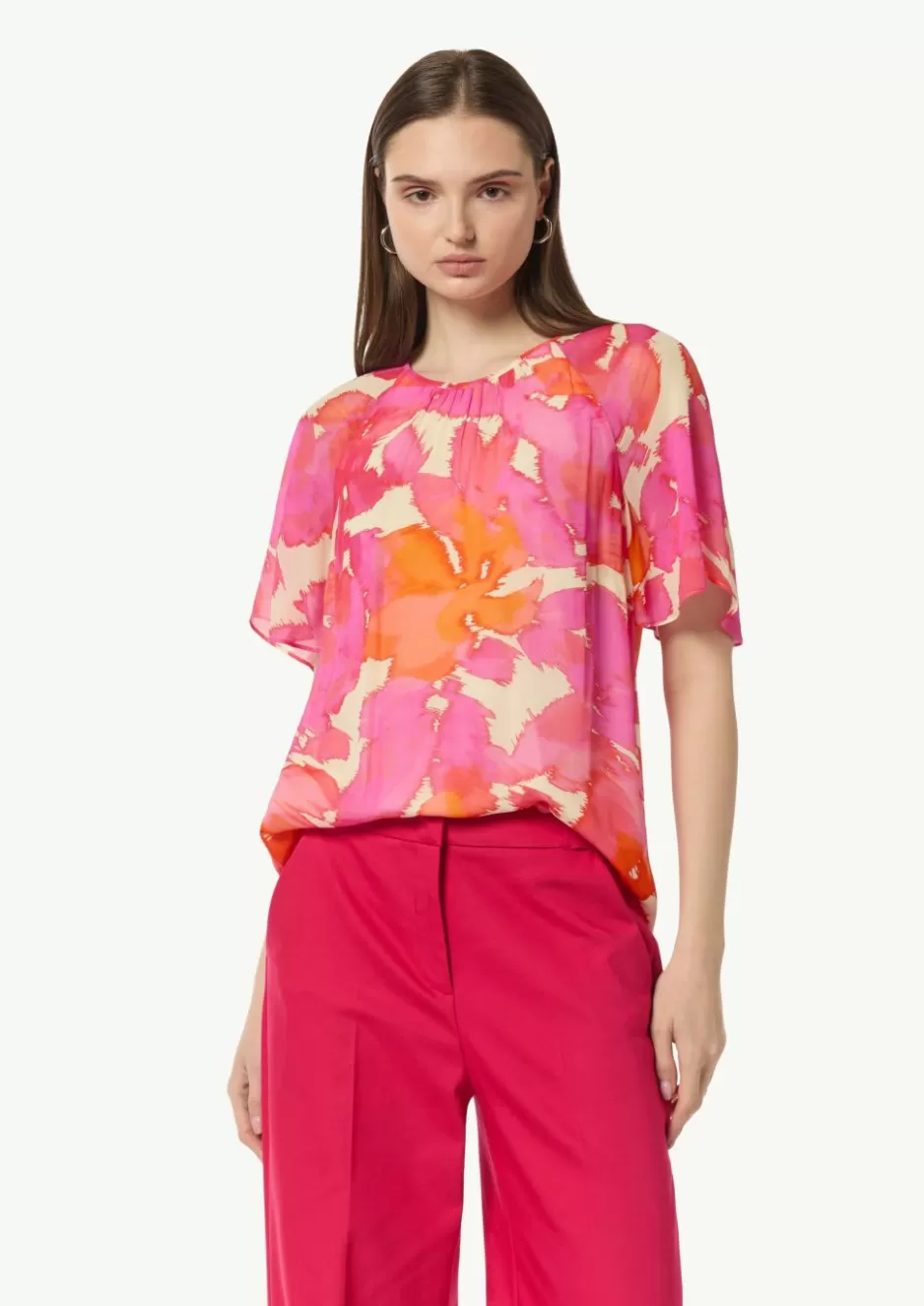 Comma Chiffon-Bluse mit blickdichtem Futter< Blusen