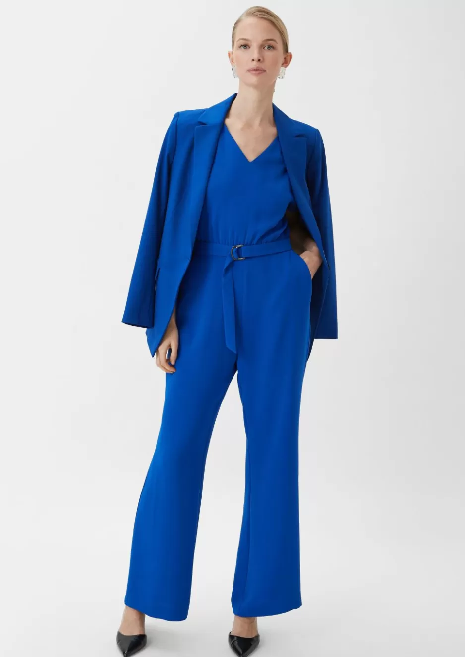 Comma Crêpe-Overall mit ausgestelltem Bein< Jumpsuits