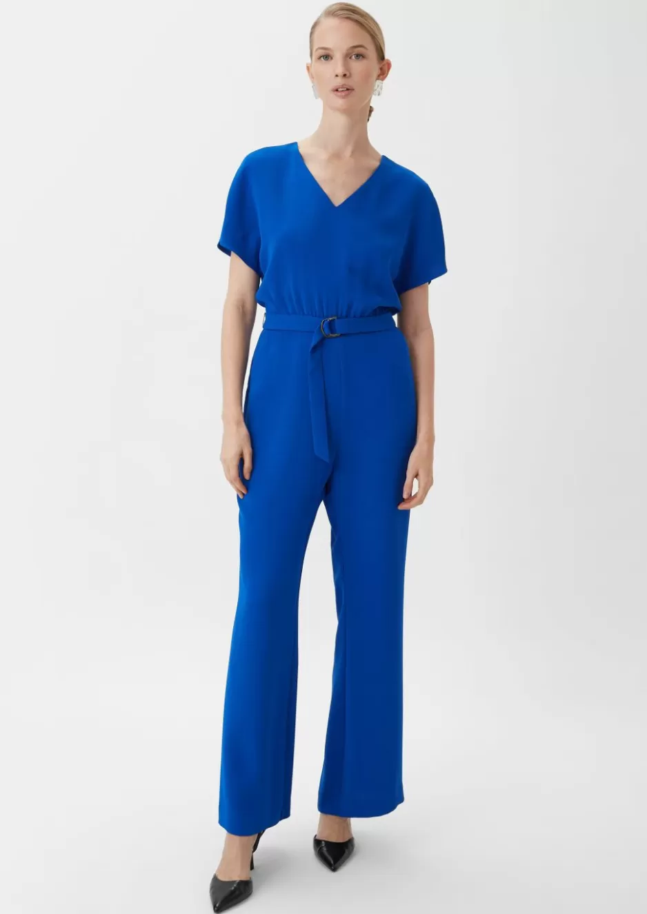 Comma Crêpe-Overall mit ausgestelltem Bein< Jumpsuits