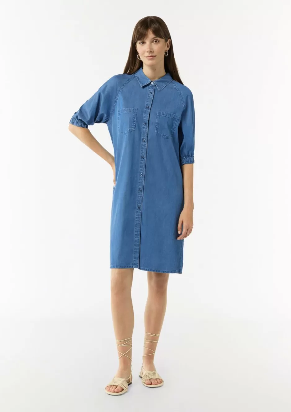 Comma Fließendes Denimkleid mit Knopfleiste< Nachhaltige Styles | Kleider