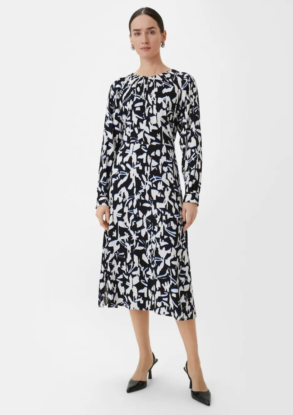 Comma Fließendes Maxikleid mit All-over-Print< Kleider