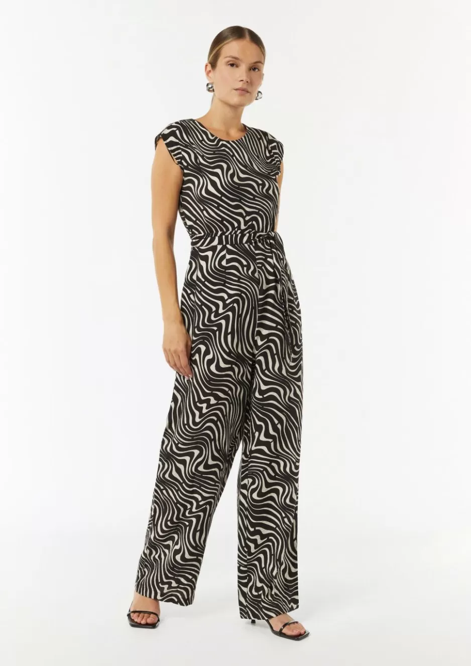 Comma Gemusterter Overall mit Bindegürtel und Faltendetails< Jumpsuits