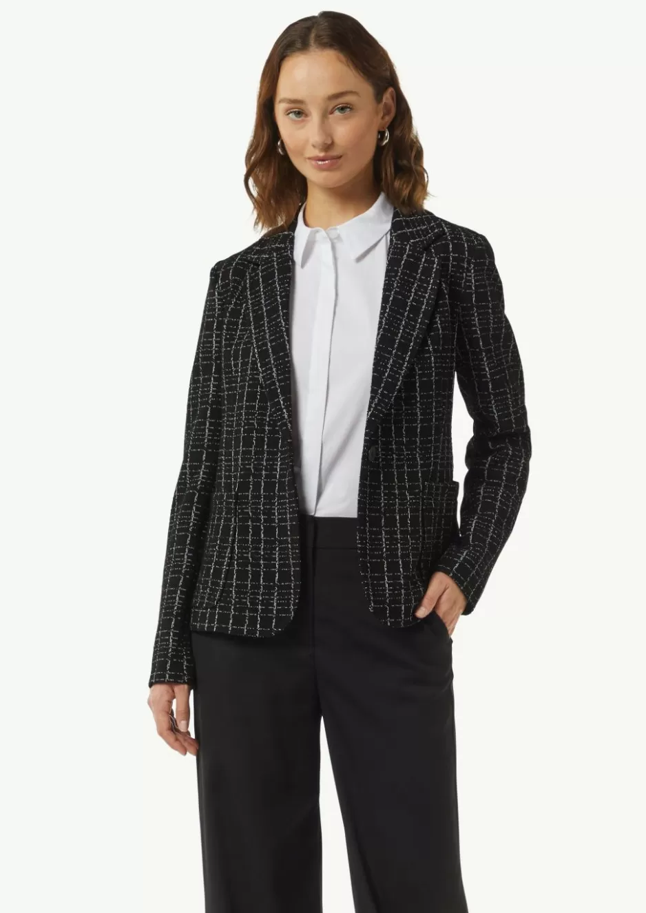 Comma Karierte Blazer aus Bouclé-Jersey< Blazer