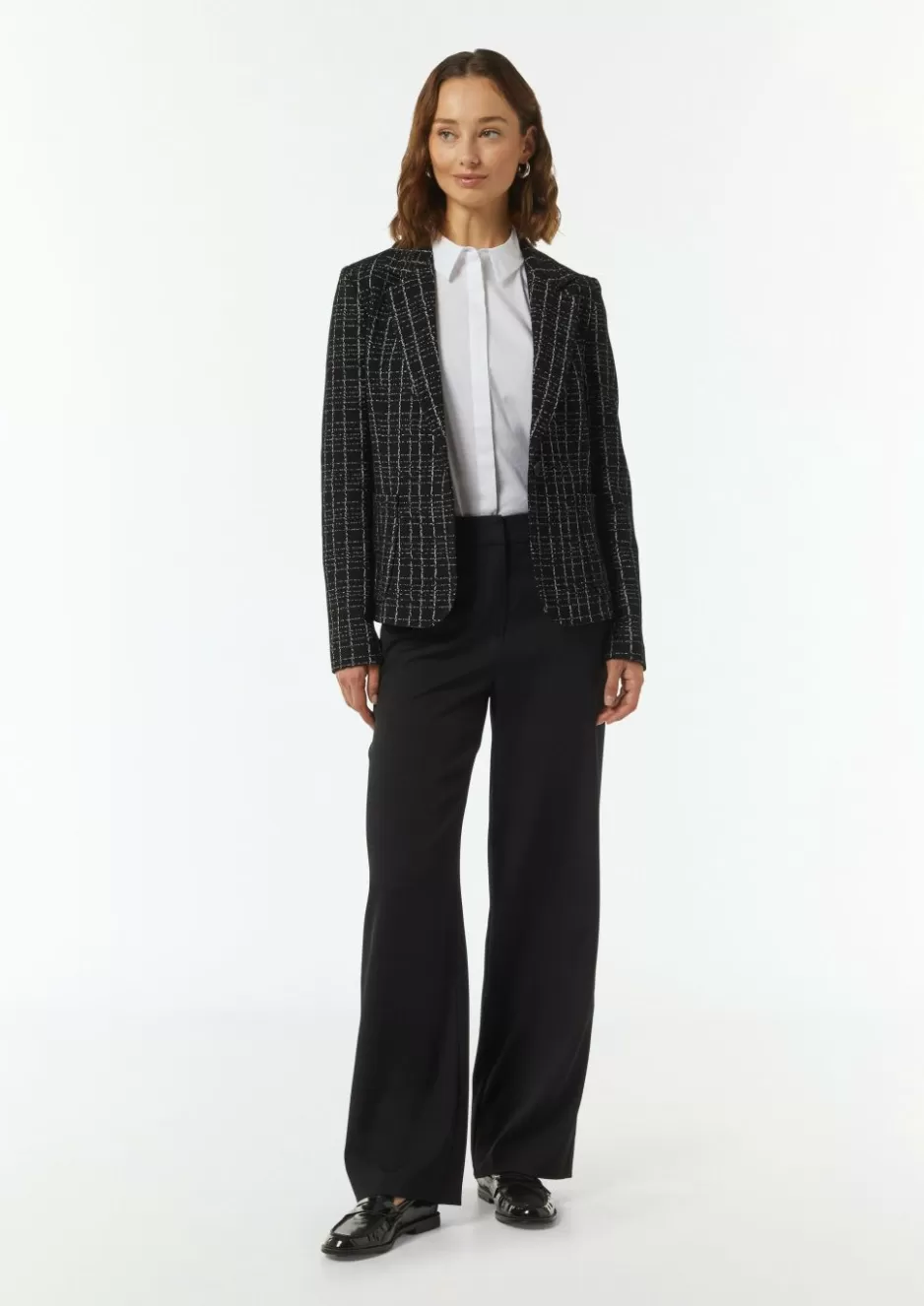 Comma Karierte Blazer aus Bouclé-Jersey< Blazer