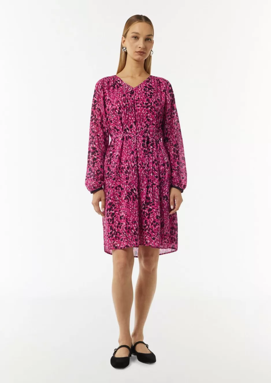 Comma Kleid mit All-over-Print und Bindegürtel< Kleider | Season Specials