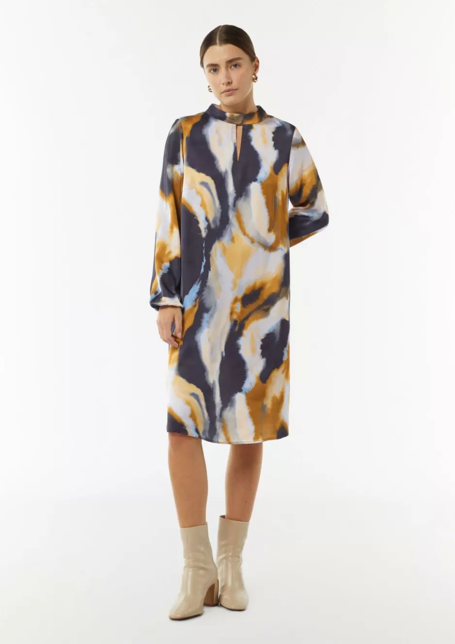 Comma Kleid mit All-over-Print und Cut-out am Ausschnitt< Kleider | Season Specials