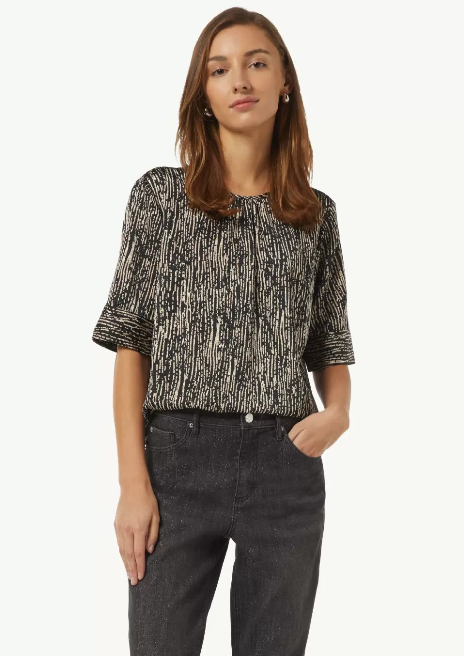 Comma Kurzarm-Bluse mit All-over-Print< Blusen