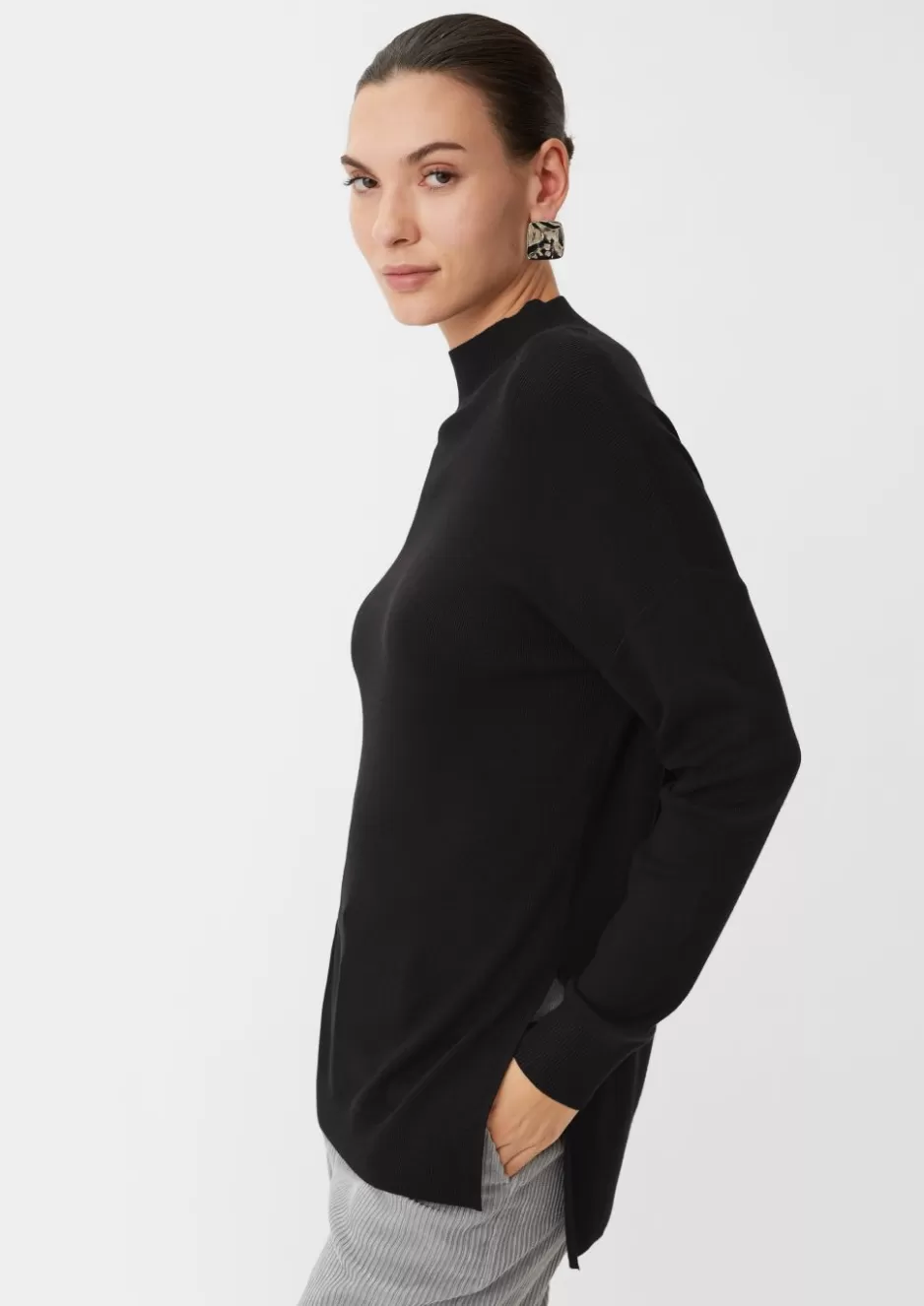 Comma Langer Strickpullover mit Turtleneck< Nachhaltige Styles | Strick / Pullover