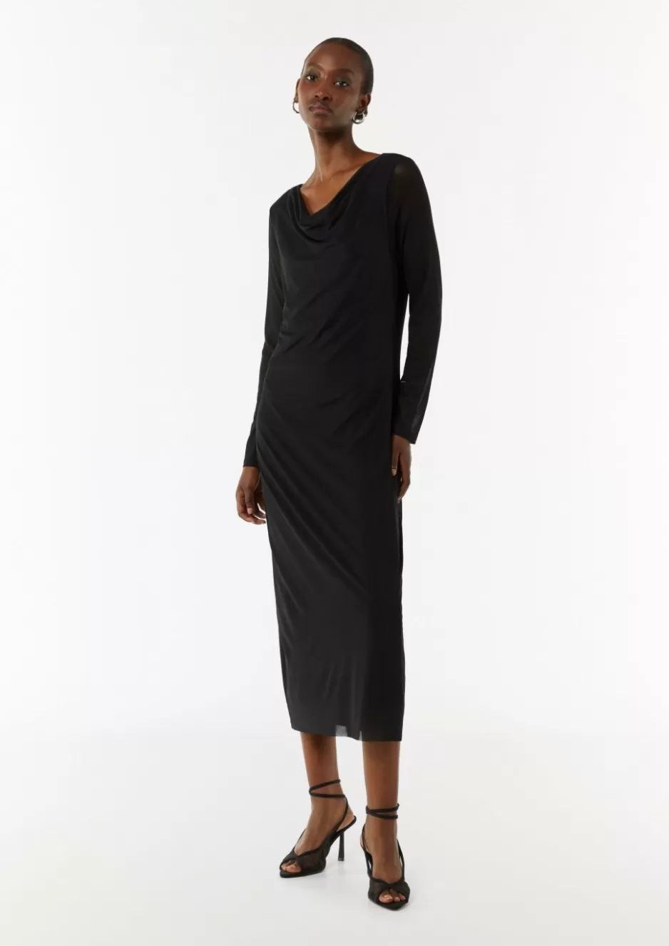 Comma Mesh-Kleid im Slim Fit mit Wasserfall-Ausschnitt< Kleider