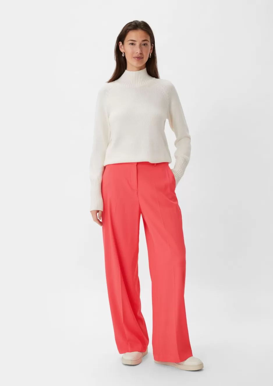 Comma Regular: Twillhose mit Wide Leg< Hosen