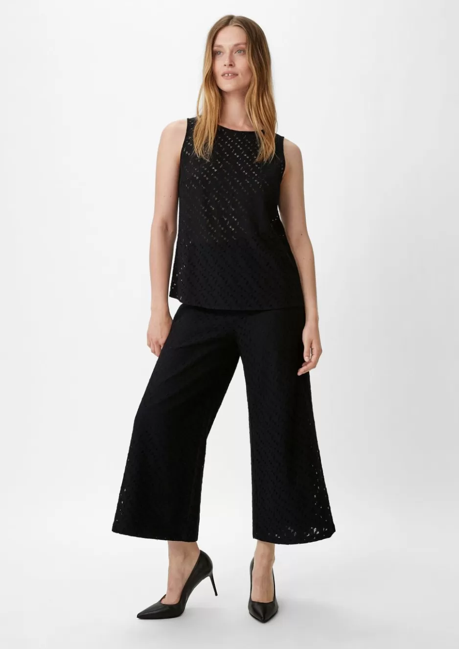 Comma Regular: Wide-Leg-Hose aus Spitze< Hosen