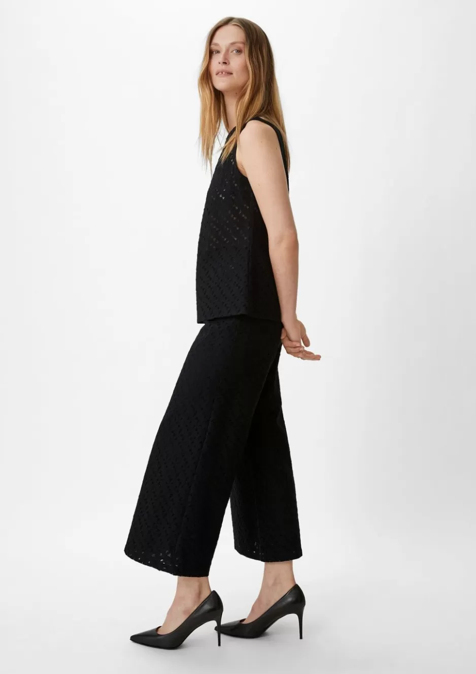 Comma Regular: Wide-Leg-Hose aus Spitze< Hosen