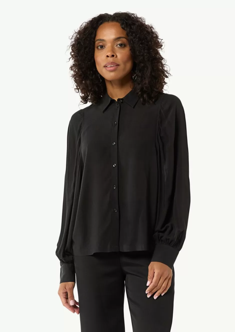 Comma Relaxed-Fit-Bluse mit voluminösen Ärmeln und Raffungen< Blusen