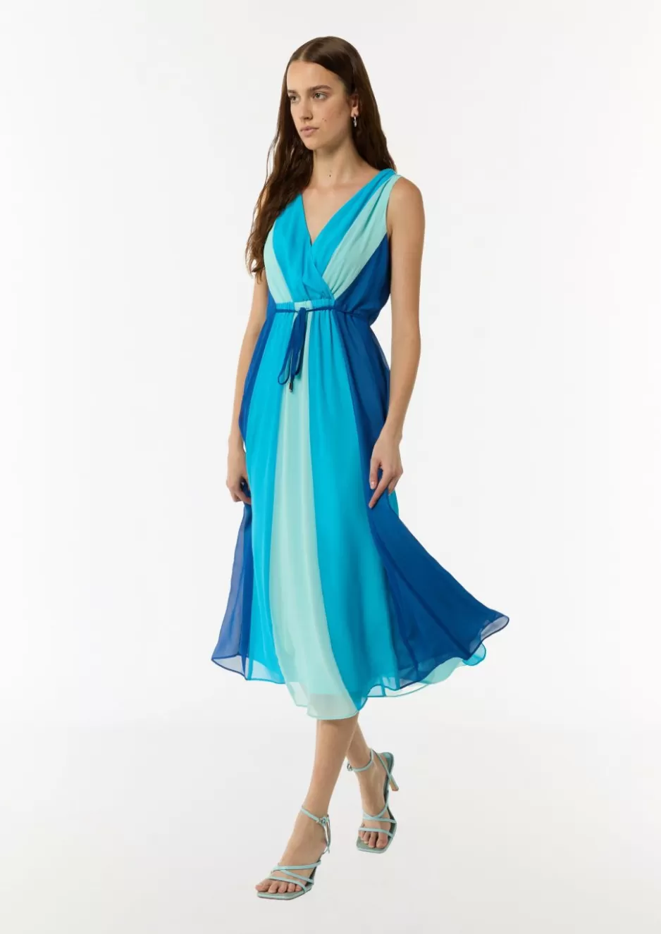 Comma Ärmelloses Bahnen-Kleid aus Chiffon mit elastischem Bund< Kleider