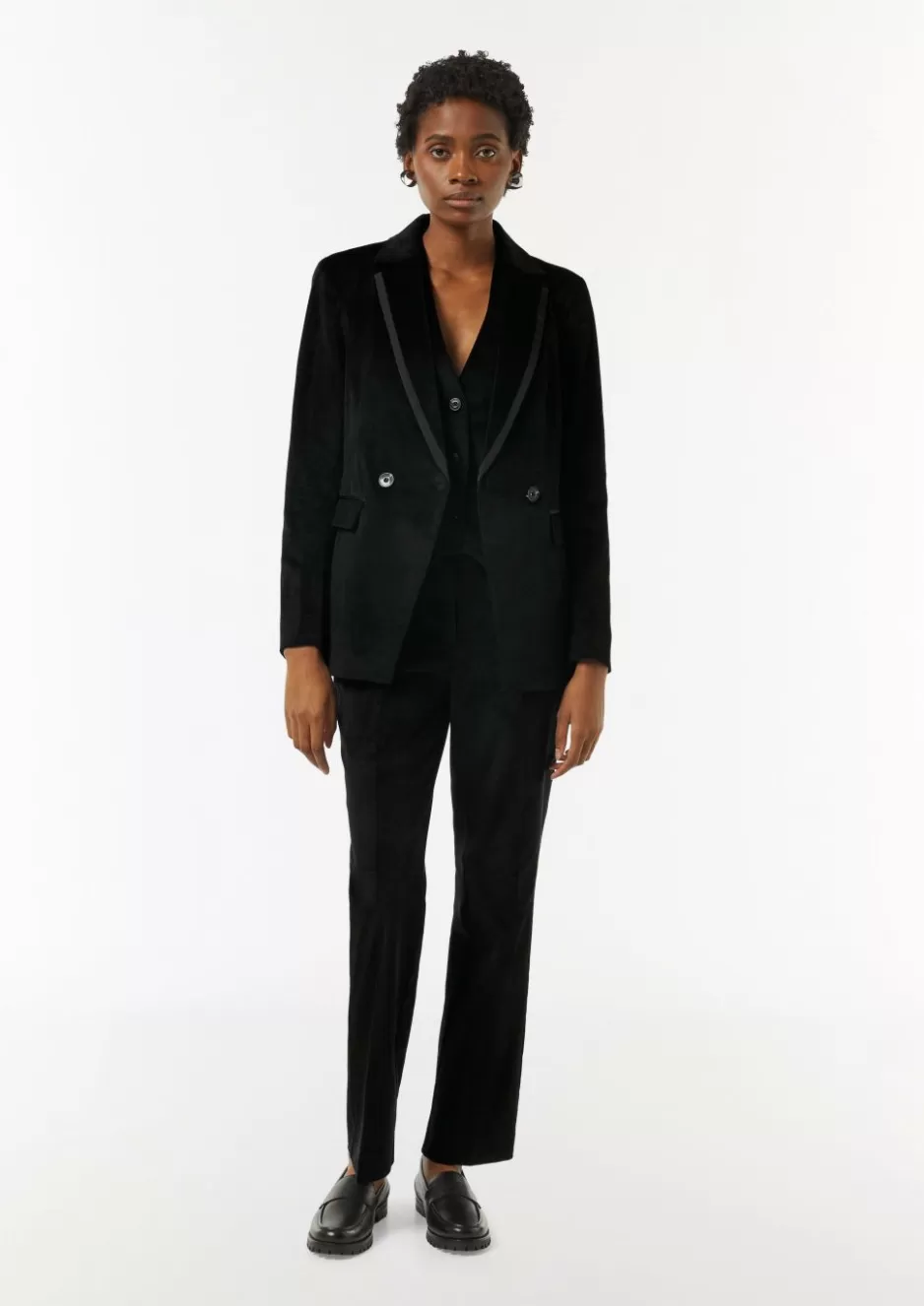 Comma Samt-Blazer mit Satin-Details< Blazer