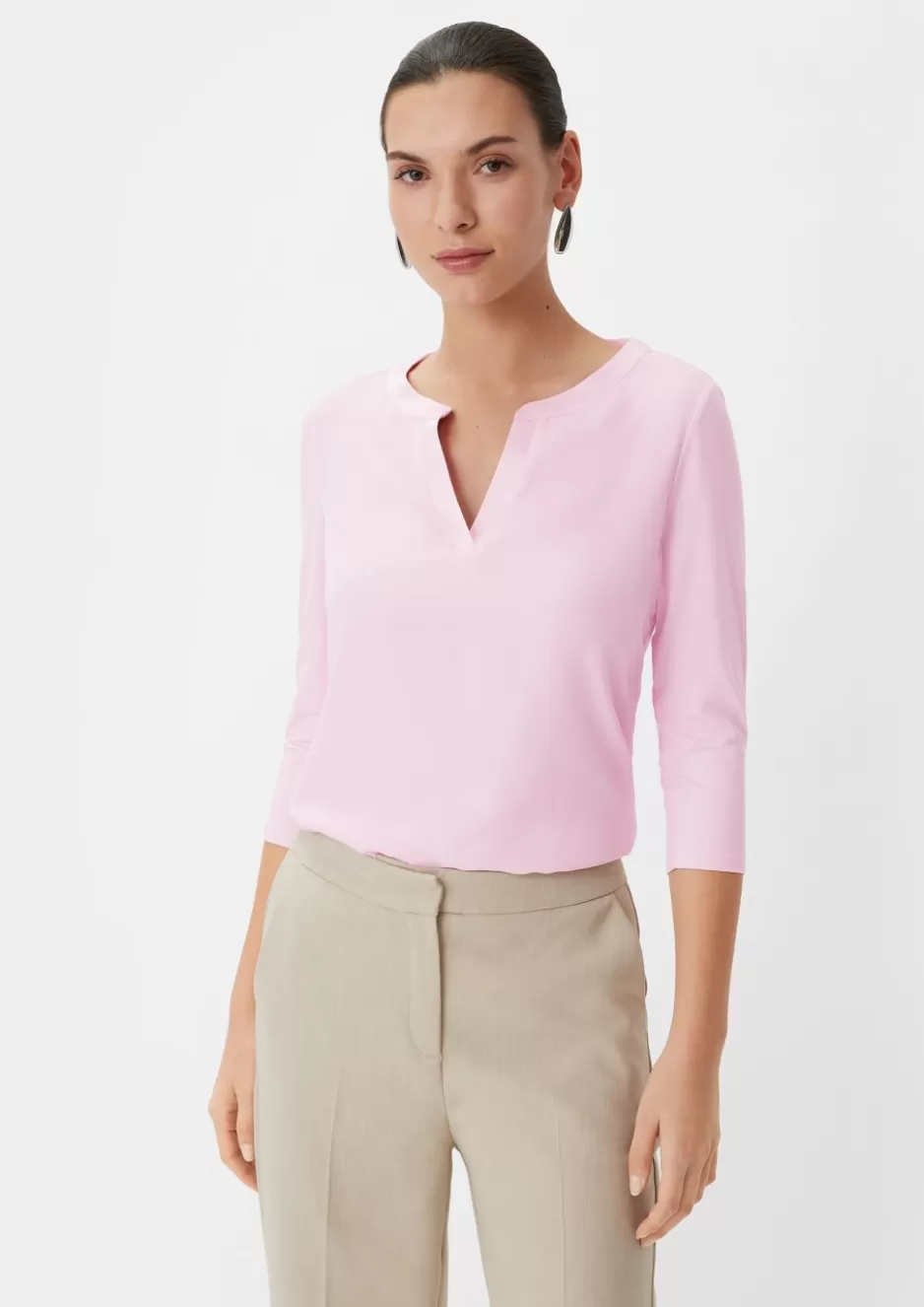 Comma Satin-Crêpe-Shirt mit Tunika-Ausschnitt< Shirts & Tops