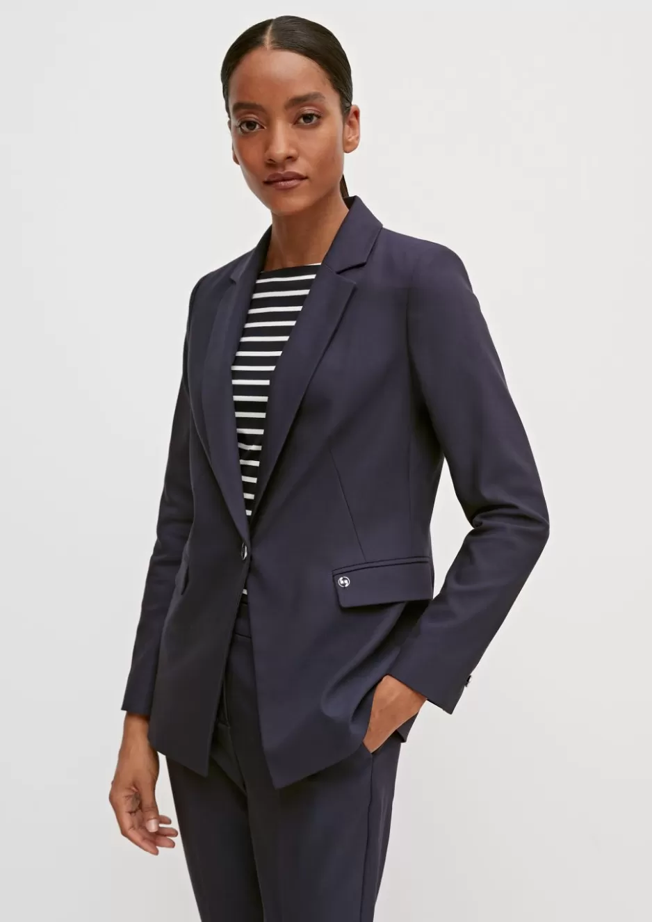 Comma Taillierter Blazer in Baumwollmix< Nachhaltige Styles | Blazer