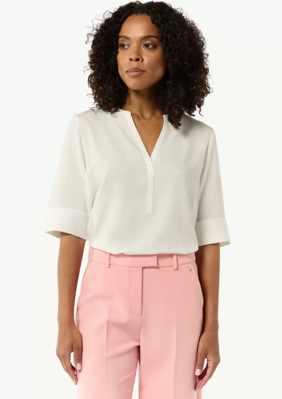 Comma Twill-Bluse im Relaxed Fit mit Tunika-Ausschnitt< Blusen