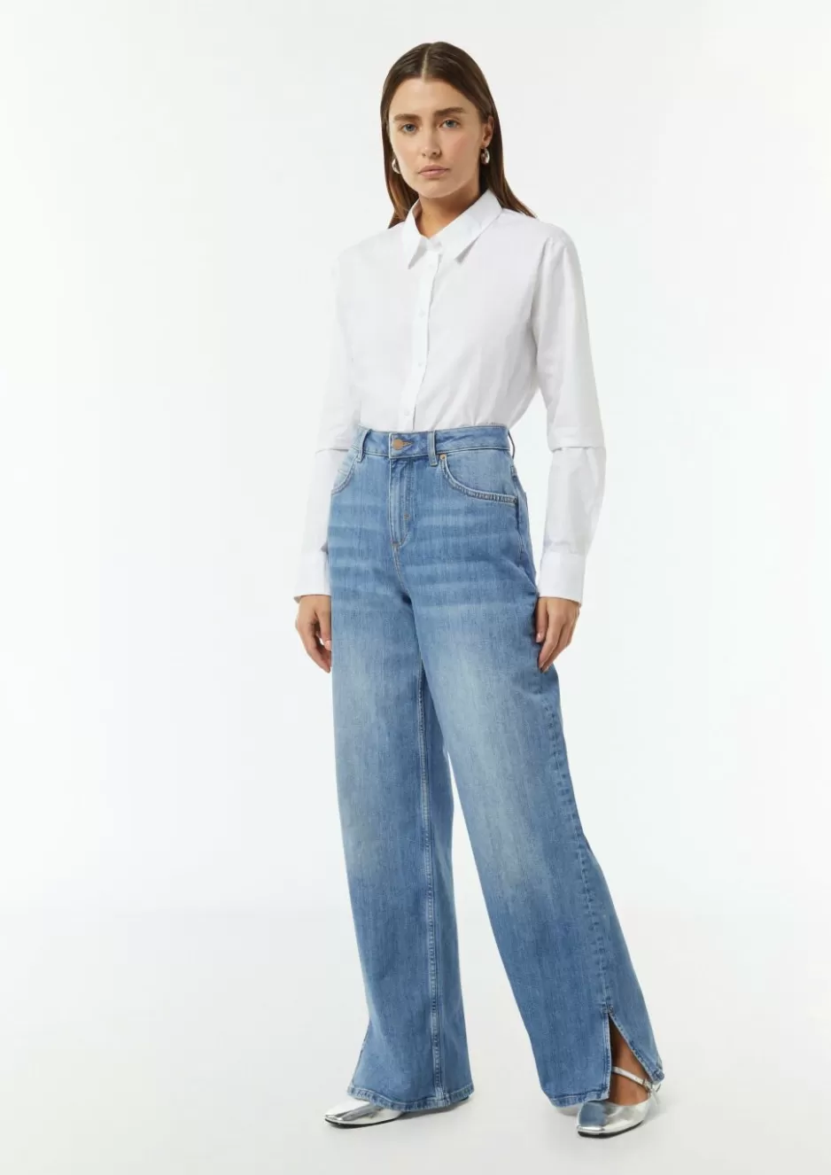 Comma Wide-Leg-Jeans mit geschlitztem Saum< Nachhaltige Styles | Jeans